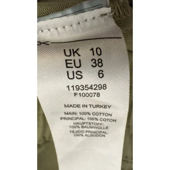 Miss Selfridge Size 6 Olive Green Cotton High-Waisted Shorts Pockets Casual - Picture 12 of 13